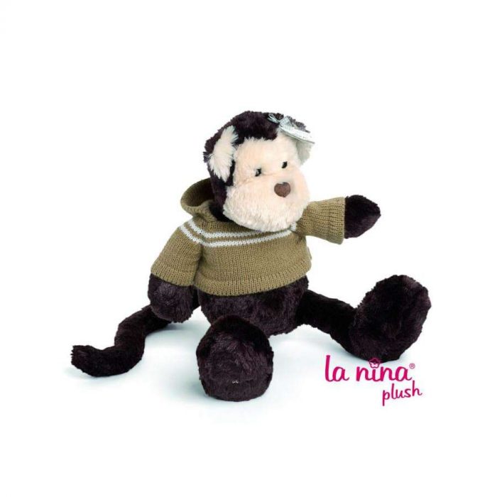 PELUCHE SCIMMIA MARRONE CON MAGLIONE - LA NINA