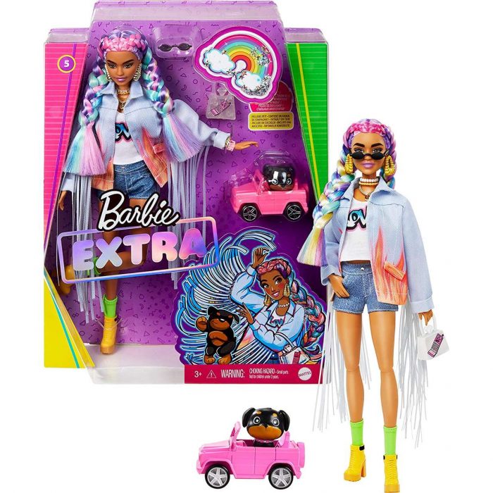 Barbie Extra con Giubbotto di Jeans e Cagnolino.