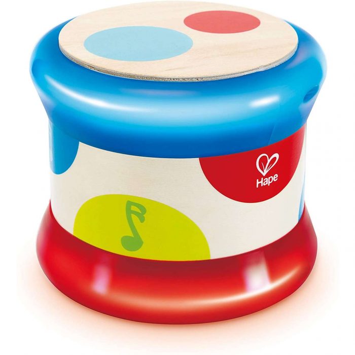 Hape - Baby Tamburo in bambu e plastica.
