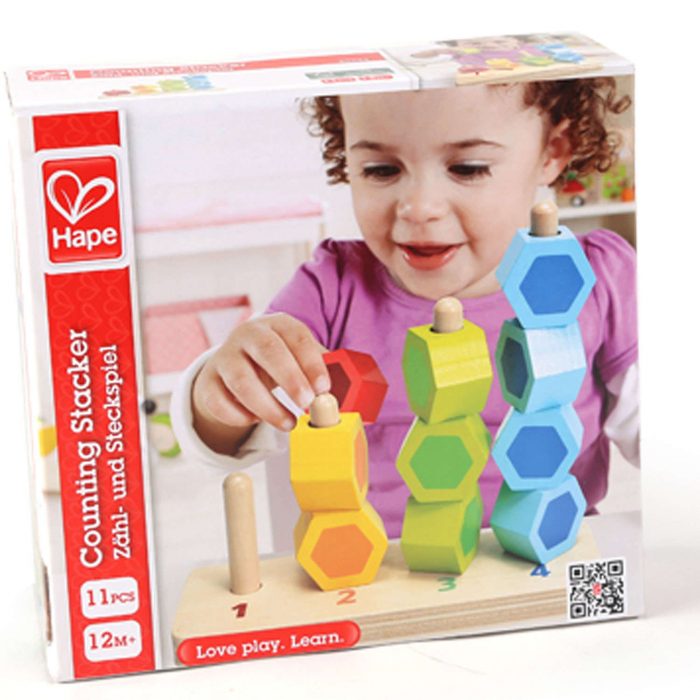 Hape - Pallottoliere verticale in legno colorato.