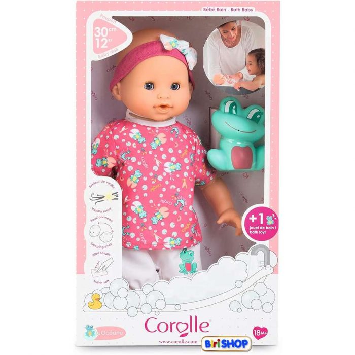 Corolle- Bambola Bath Oceane cm 30, Rosa e Bianco