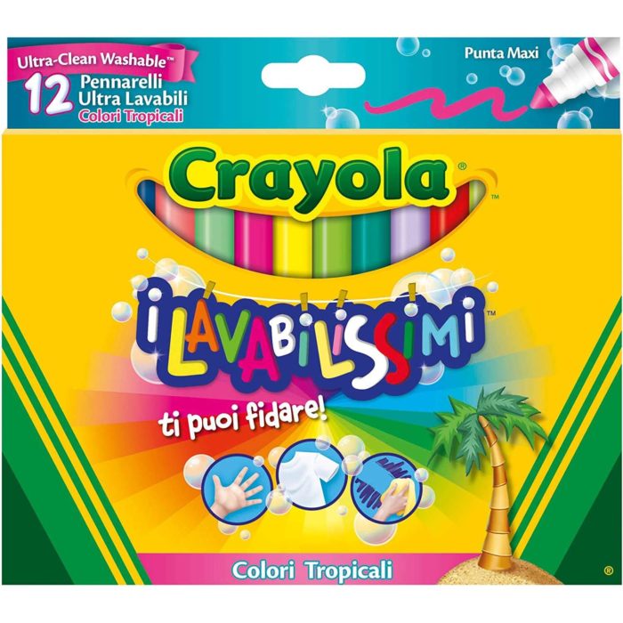 Crayola 12 Pennarelli Ultra Lavabili Colori Tropic