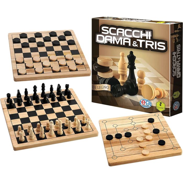 Dama Scacchi Tris in legno