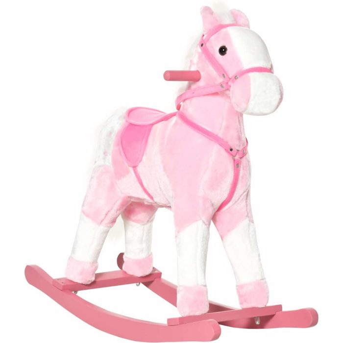 Cavallo rosa  a dondolo in legno con suoni