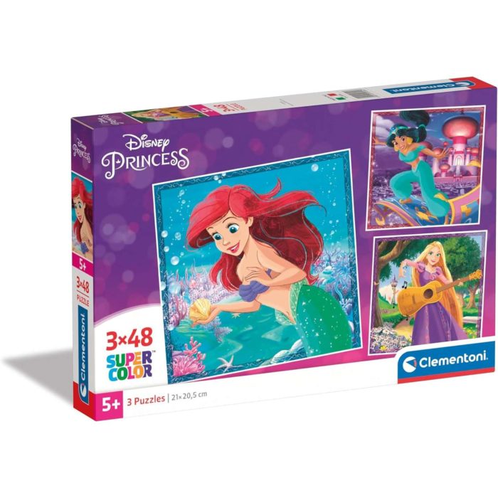 Puzzle Supercolor - Disney Princess - 3x48 Pezzi.