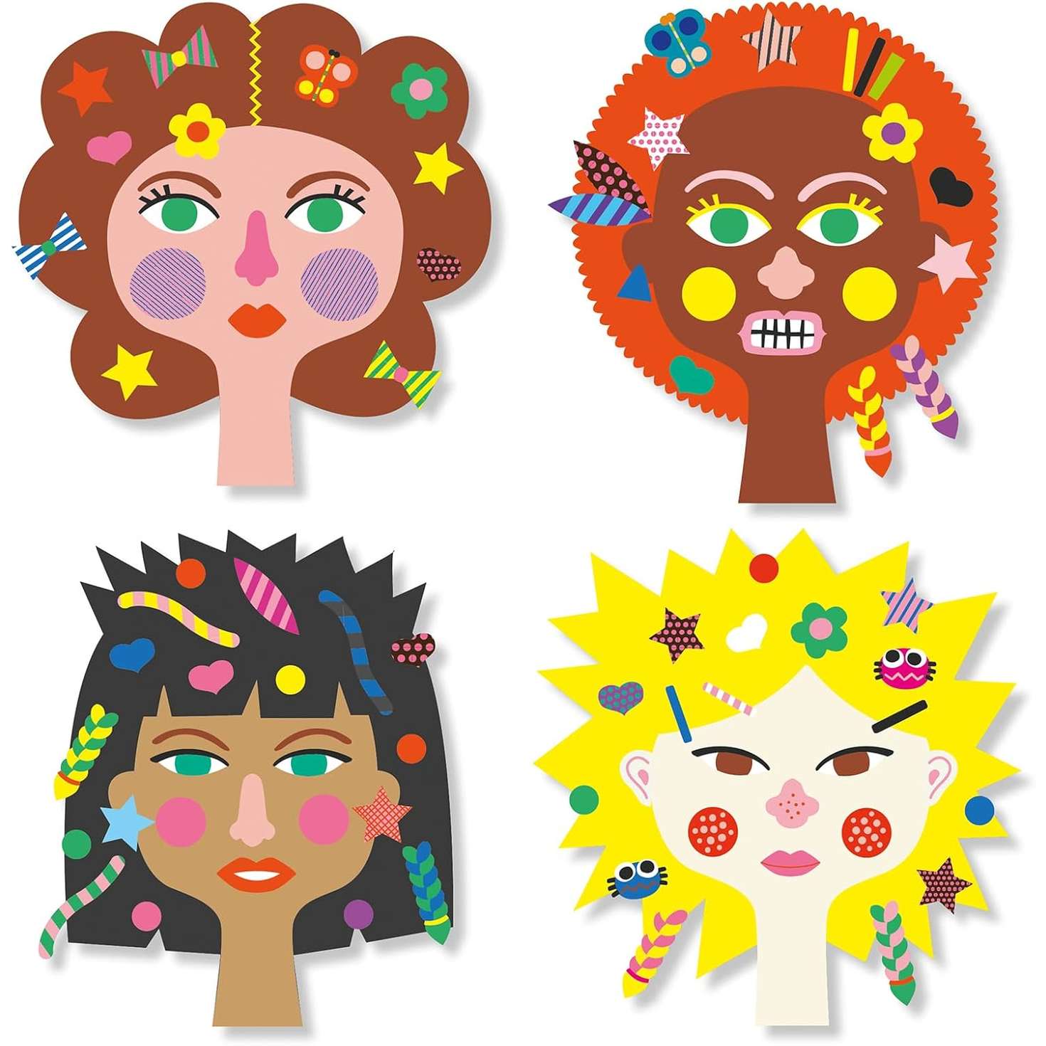 Djeco Crea con gli adesivi da parrucchiere