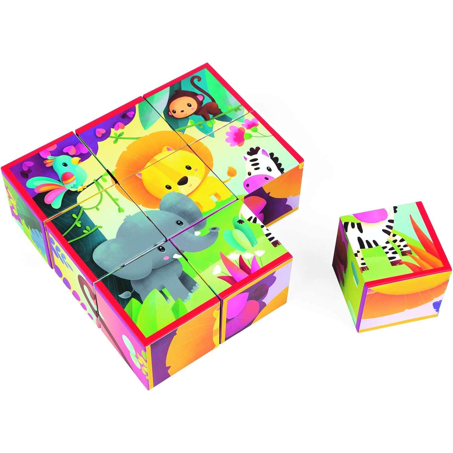 Janod 9 cubi Animali della giungla